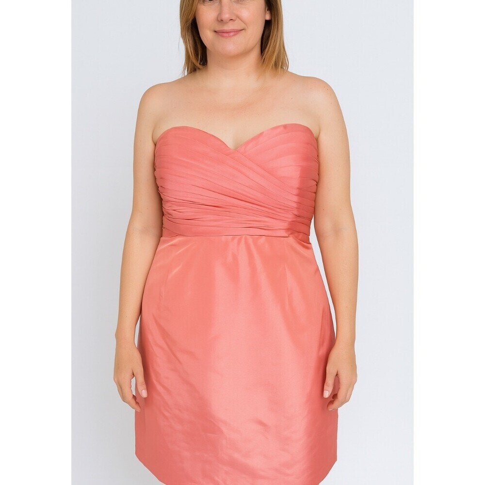 J. Crew Coral Salmon Orange/Cotton Cady Strapless Dress SZ 6 salmon colored